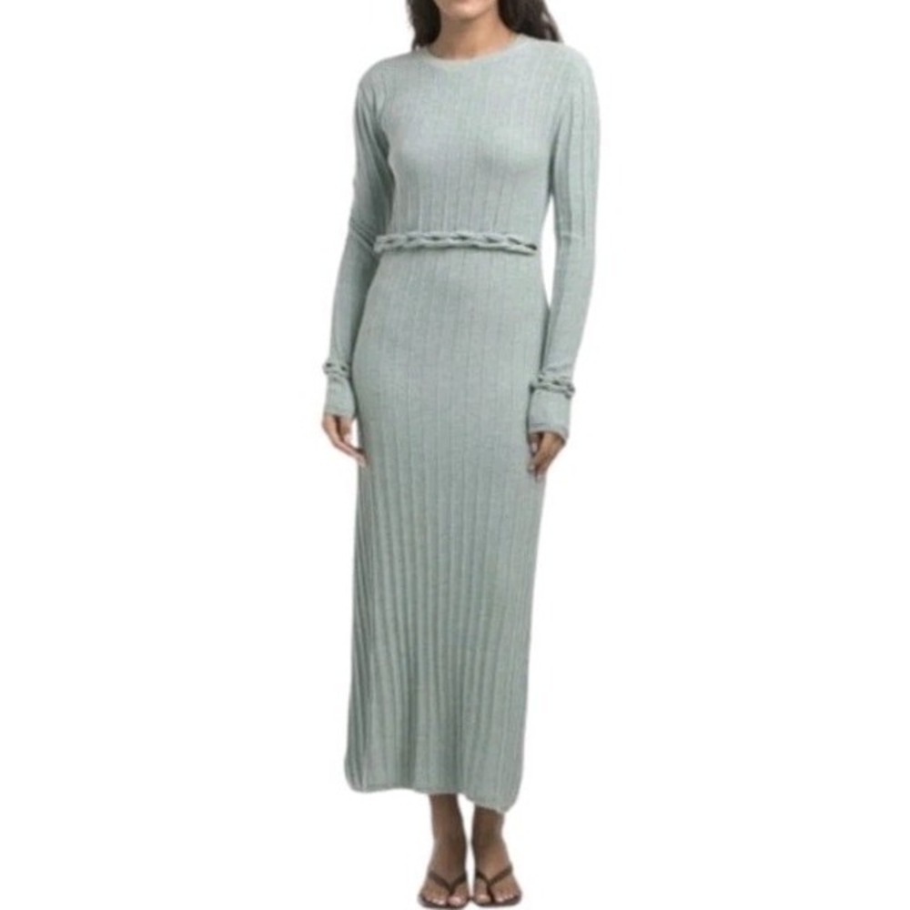 Secret Mission Braided Belt Knit Maxi Dress Light Sage Size S NWT $395